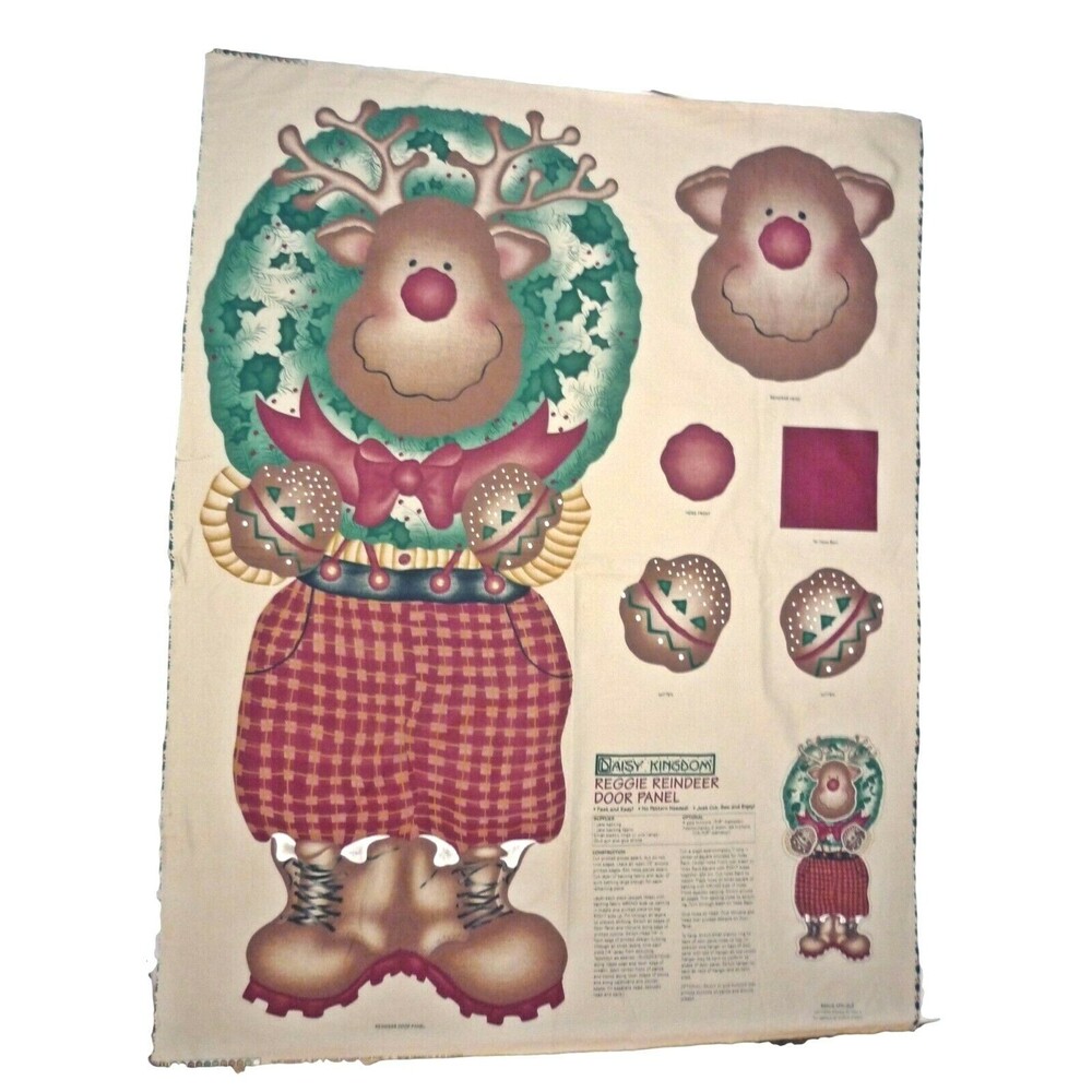 Daisy Kingdom Xmas Door Panel Kit Reggie Reindeer 3D Vintage Holiday Fabric Kit